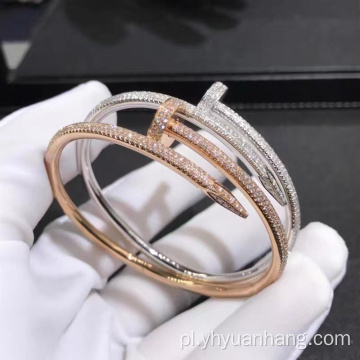 Rose Gold Full Diamond Bangles z platyną